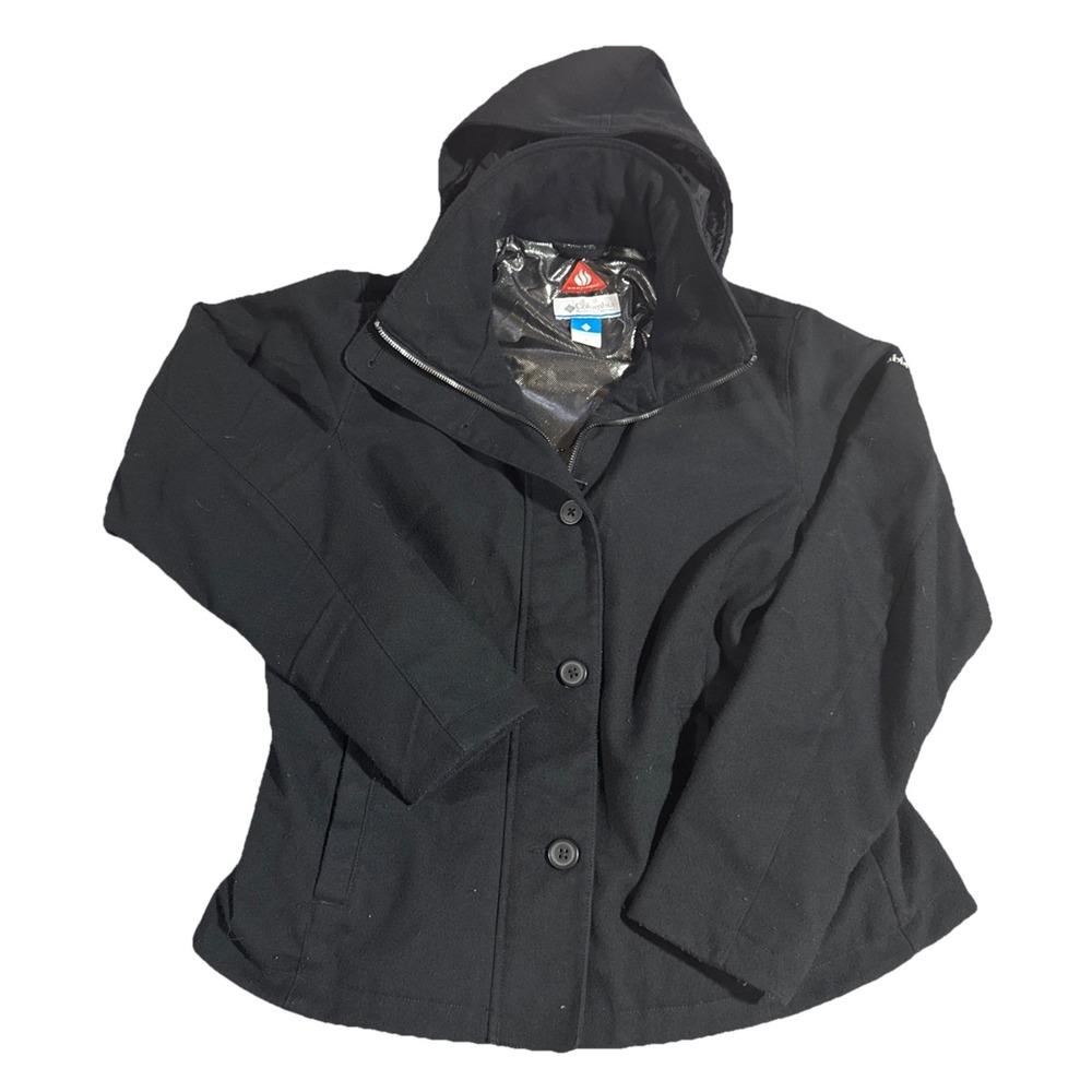 Columbia Jacket Womens Large L Black Omni-Heat Tech Insulated Removable Hood